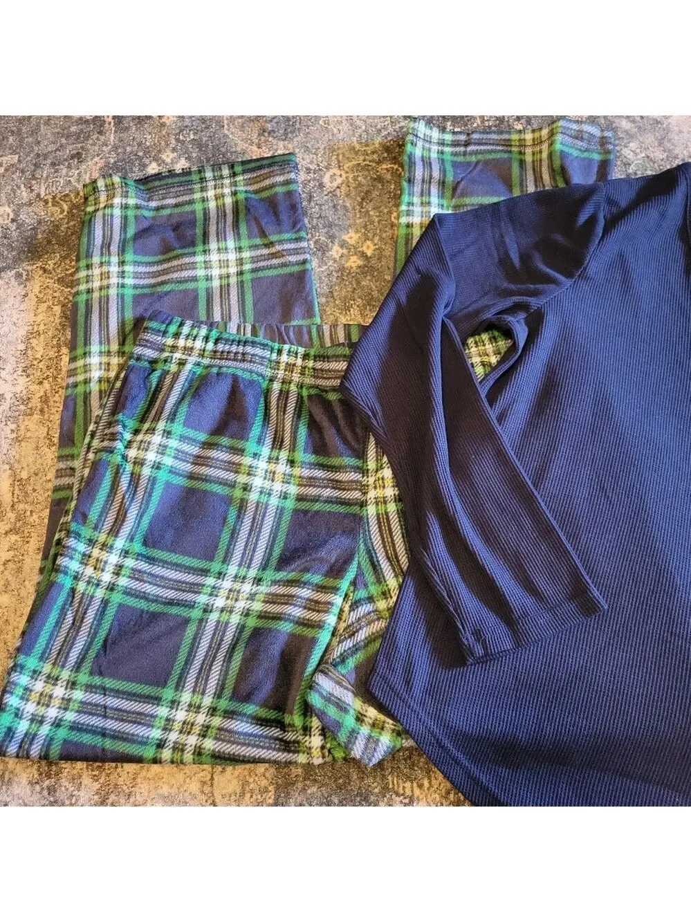 Plaid Pajamas | XL Top & L Bottom | Navy & Green